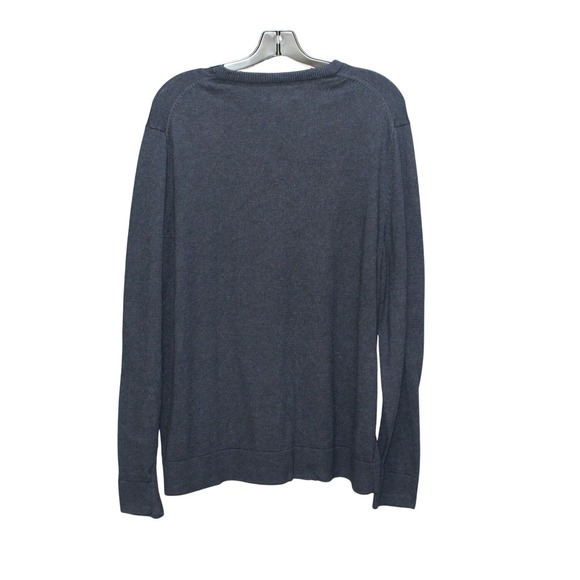 Eddie Bauer Cotton Cashmere V Neck Sweater L Navy Blue - Picture 2 of 5